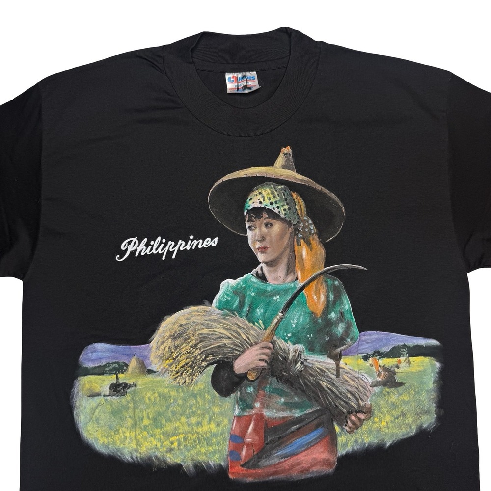 Vintage 90s Philippines Pilipinas Filipinas Pinoy‎ hand painted shirt LARGE